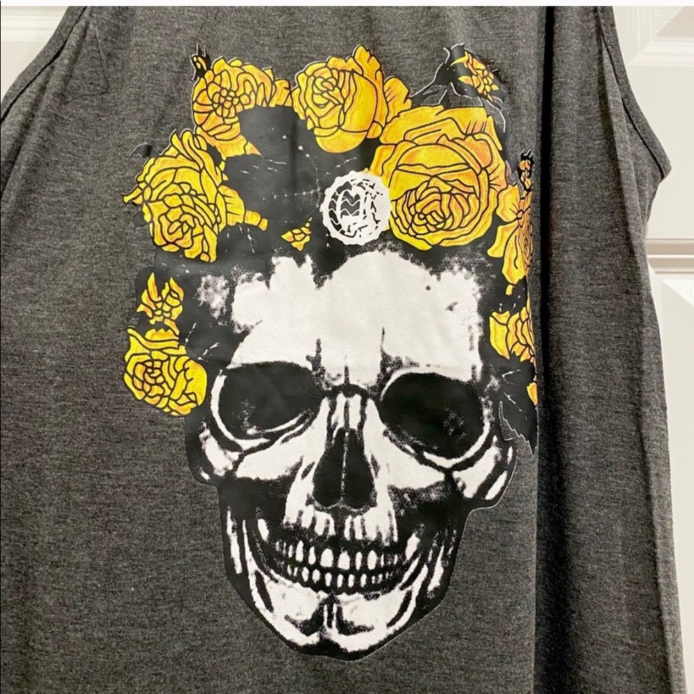 Skull & Roses Maxi Dress NEW Charcoal Gray - Picture 9 of 11